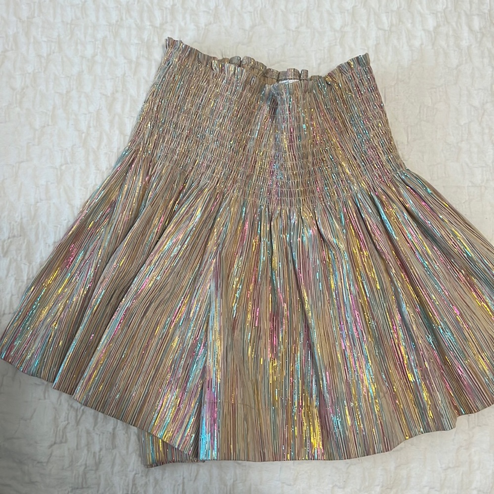 Queen of Sparkles metallic gold multi color Pleat shorts size medium